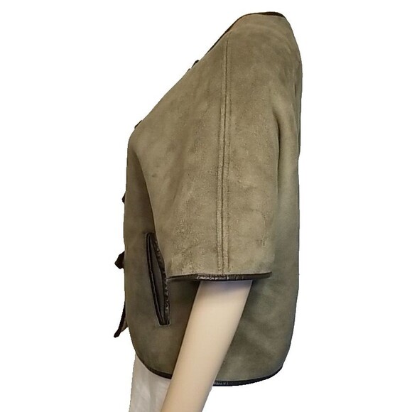 Members Only VTG Womens Faux Suede Green Buckle Vest Top Faux Sherpa  XS     T24 - Picture 4 of 13